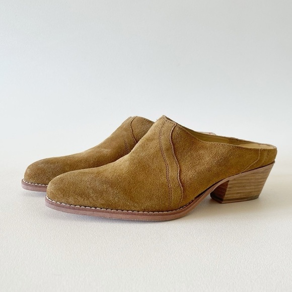 Free People Shoes Mules New Frontier Suede Slip On Casual Western Boho Tan 7 - Picture 4 of 15